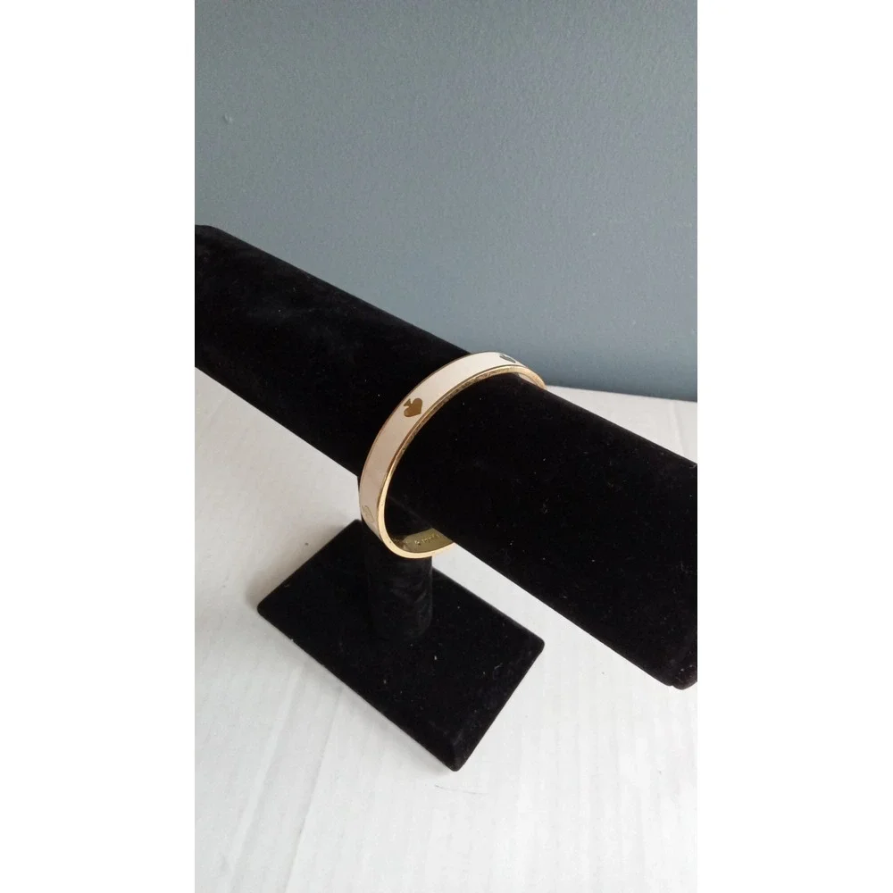 Kate Spade Bangle Bracelet‎ Gold Spade Logo Cream Enamel Designer - Picture 2 of 4